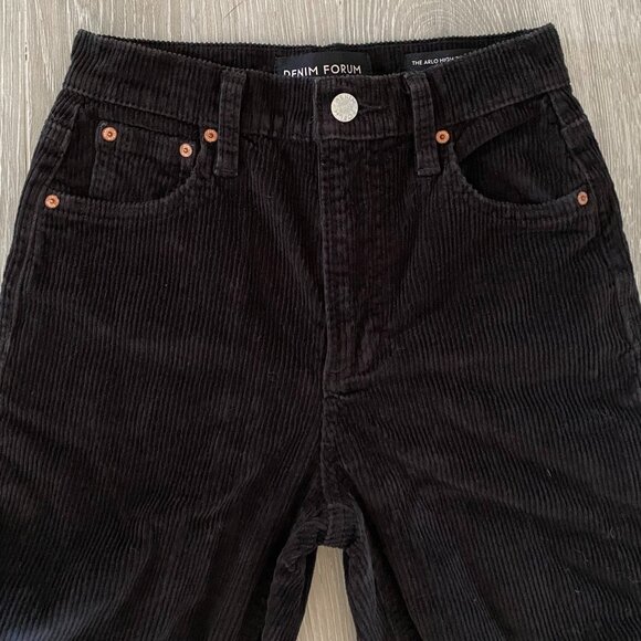 Denim Forum Arlo High Rise Straight Black Corduroy Jeans - Picture 4 of 9